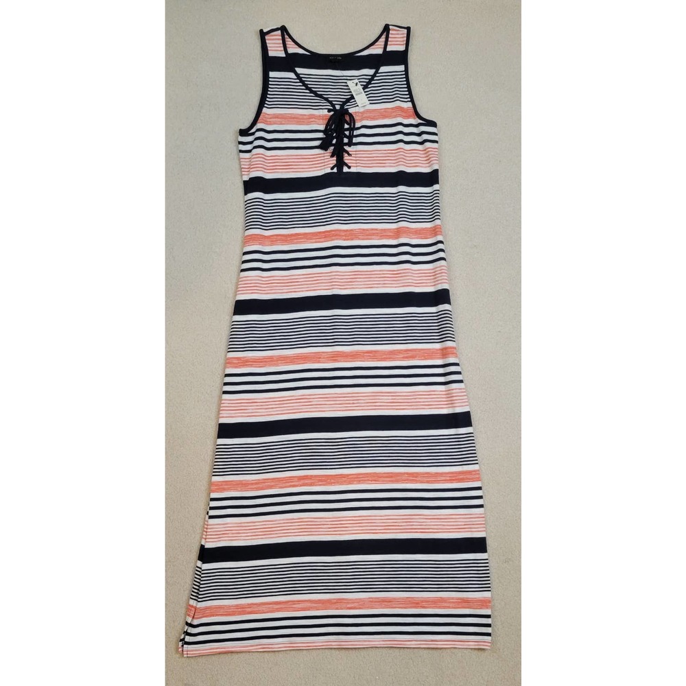 Talbots Striped 100% Cotton Sleeveless Casual Dress Long Size Large